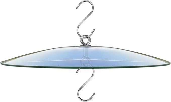 10" Glass Rain Cover for Wild Bird Feeder Outdoors - Weather Guard S Hook Hanging - Protective Dome Baffle - Clear (Dia. 25CM)
