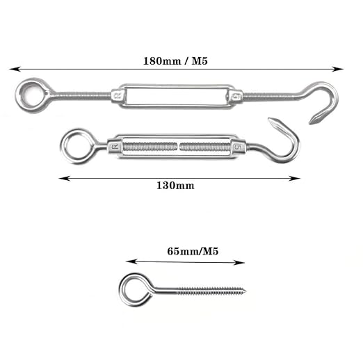 TooTaci M5 Turnbuckles for Cables Wire, 200ft 1/16 Stainless Steel Wire Rope with Tensioner Kit, 1/16 Vinyl Coated Steel Cable for Outdoor Lights Hanging, Climbing Plants, Trellis and Fences
