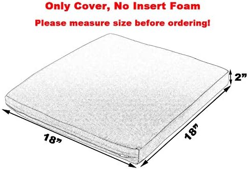 Sigmat Outdoor Seat Cushion Cover Water Repellent Square Chair Cushion Cover-Only Cover Black 18"x18"x2"(2 Covers)