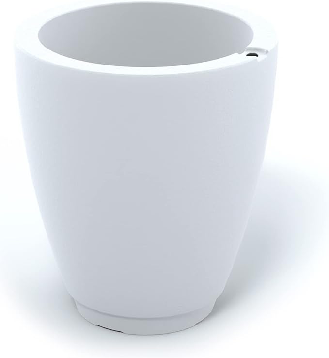 Mayne Caprio 18in Tall Planter - White - 16in L x 16in W x 18in H - Built-in Water Reservoir - Double Wall Planter (5905-W)