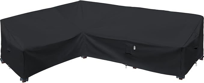 Heavy Duty Outdoor Sectional Sofa Cover, 83"X115" L Shaped Waterproof 600D Patio Sectional Couch Cover, Lawn Patio Furniture Cover (Midnight Black, L-Shaped-Left Facing-83 x115)