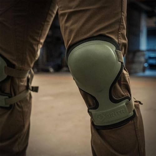 GRITR 2-Piece Tactical Knee Pads and Shooting Glasses Set for Hunting, Shooting, Construction & Outdoor Work – Ranger Green Knee Pads, Black Frame Glasses