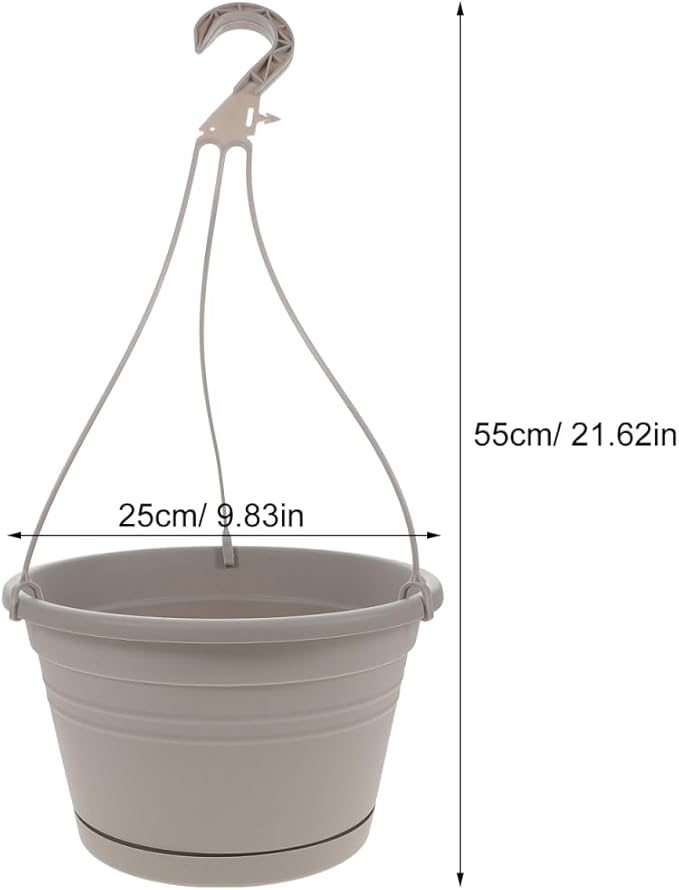 DOITOOL 3 Sets Plastic Hanging Planter Pots Garden Plant Pot, 9.8 Inch Hanging Flowerpot Plastic Nursery Basket Orchid Planter for Outdoor Indoor Garden (Light Grey)