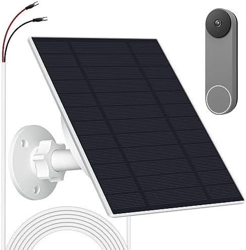 Solar Panel for Google Nest Doorbell (Battery), 5W Video Doorbell Solar Panel Charger with U Shape Port, IP66 Waterproof, 360° Adjustable Mount, 9.8ft Charging Cable
