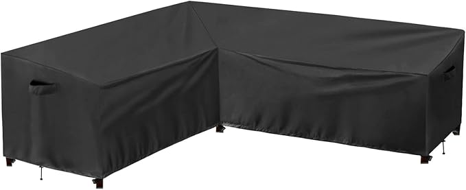 PureFit Outdoor Sectional Sofa Cover Waterproof L Shaped Patio Furniture Covers for Deck, Lawn and Backyard, 83”x104” Left Facing, Black