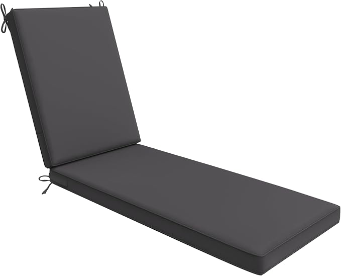 AAAAAcessories Outdoor Chaise Lounge Cushions, Waterproof, Fade-Resistant Patio Furniture Replacement Cushions, 80" x 26" x 3", Shadow Gray