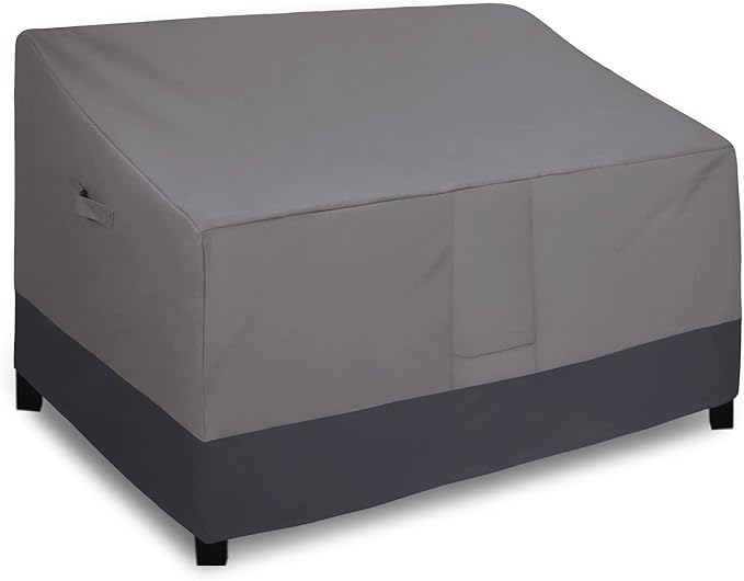 Easy-Going Waterproof Outdoor Loveseat Cover, Heavy Duty Deep 2-Seater Patio Couch Cover, Windproof Outdoor Furniture Protector with Air Vent (58Wx40Dx31H inch, Gray/Dark Gray)