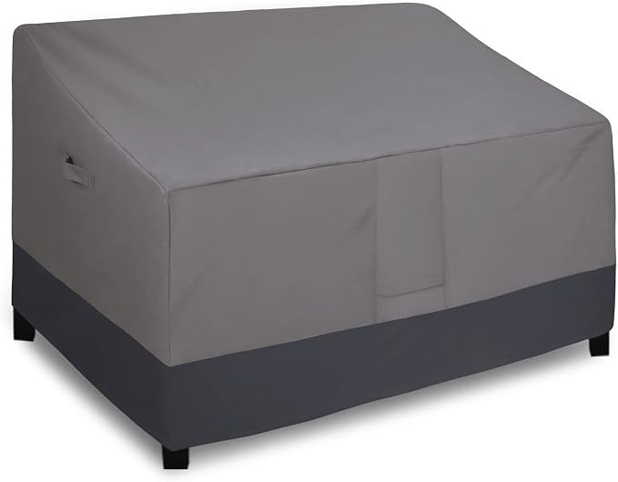 Easy-Going Heavy Duty 2 Seater Outdoor Loveseat Cover, Waterproof Windproof Patio Furniture Sofa Cover with Air Vent (60Wx35Dx35H inch, Gray/Dark Gray)