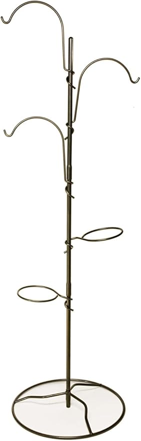 Yard Butler YT-5 Yard Tree Hanging Garden - Three Shepherd Hooks for Outdoor or Indoor Plant Hanging - Two Circular Holders for Plant Pots - Heavy Duty Anti-Tip Base and Steel Center Pole, Black, (IYT5)
