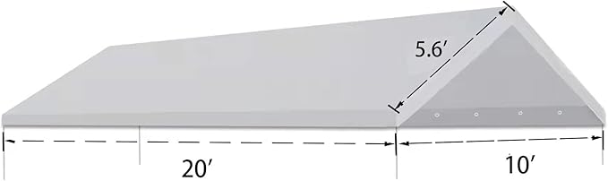10 x 20 Feet Carport Replacement Canopy Cover for Car Tent Top Garage Shelter Cover with Ball Bungees (Only Cover, Frame Not Included) (White1)