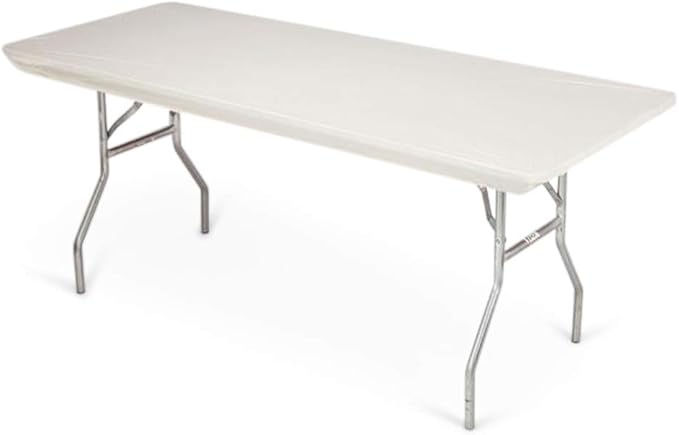 Kwik-Covers 6' Rectangle Plastic Table Covers 30" x 72", Bundle of 5 (Ivory)