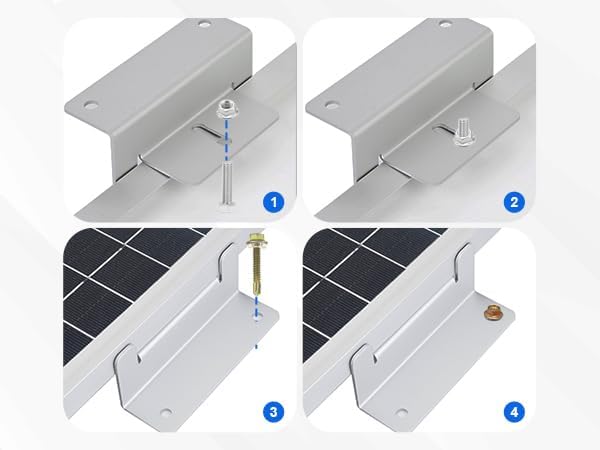 ECO-WORTHY 4 Units Solar Panel Mounting Brackets,Z Bracket Sets Lightweight Aluminum Corrosion-Free for RV, Trailer, Boat, Yachs, Wall and Other Off Gird Roof