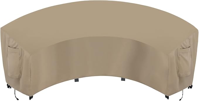 OutdoorLines Waterproof Curved Outdoor Sectional Cover - UV Resistant Windproof Patio Sectional Sofa Covers for Deck, Lawn and Backyard, Heavy Duty Furniture Covers (150Lx36Dx38Hx112FL, Camel)