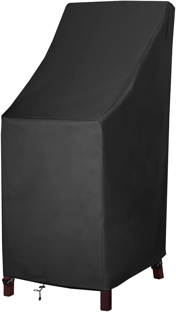 Patio Chair Covers, High Back Outdoor Chair Covers Waterproof, 600D Heavy Duty Lawn Outside Barstool Chair Covers,Fits for 4-6 Stackable Dining Chairs,28"W x 36"D x 47"H, 1 Pack