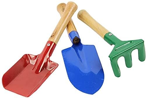 Nua Garden Tool Set 3 Pieces of Mini Metal rake Shovel TRO Knife Beach Sandbox (Suitable for Children Over 3 Years Old)