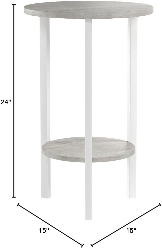 Convenience Concepts Graystone 24 inch 2 Tier Plant Stand - Industrial Stand for Plants, Vases, and Antiques, Urban Modern Design for the Living Room, Hallway, Entryway, Faux Birch/White