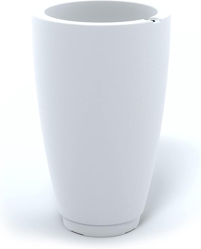 Mayne Caprio 26in Tall Planter - White - 16in L x 16in W x 26in H - Built-in Water Reservoir - Polyethylene Planter (5906-W)