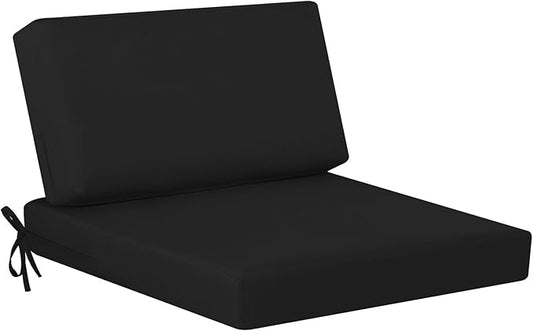 idee-home Outdoor Chair Cushions for Patio Furniture, Outdoor Seat Cushion | Waterproof Hampton Bay Deep Seat Replacement Couch Chair Cushions for Garden Backyard Black 26.5 x 26.5