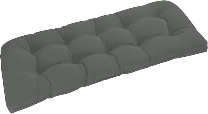 downluxe Outdoor Bench Cushion for Patio Furniture, Water Resistant Tufted Overstuffed Porch Swing Cushions, Thick Outdoor Loveseat Cushions, 44" X 19" X 5", Dark Grey, Set of 1
