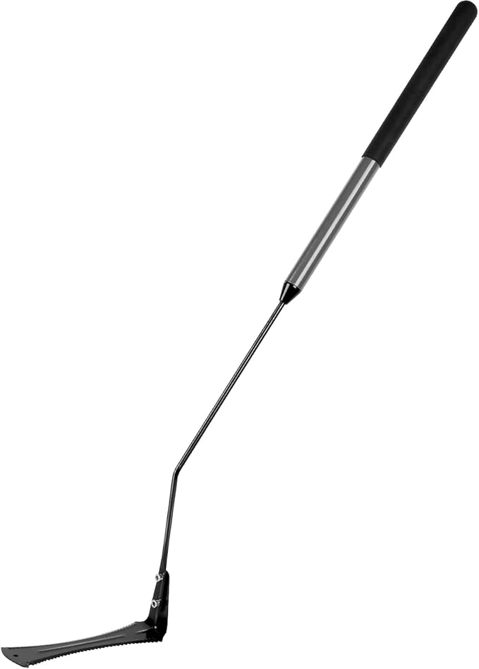 Walensee Grass Whip, Scythe with Double-Edged Serrated Sharp Steel Blade Grass Cutter with Soft Rubber 22-Inch Handle Cut Tall Grass and Overgrown Weeds in The Yard, Fields, and Ditches, Black,1 Pack