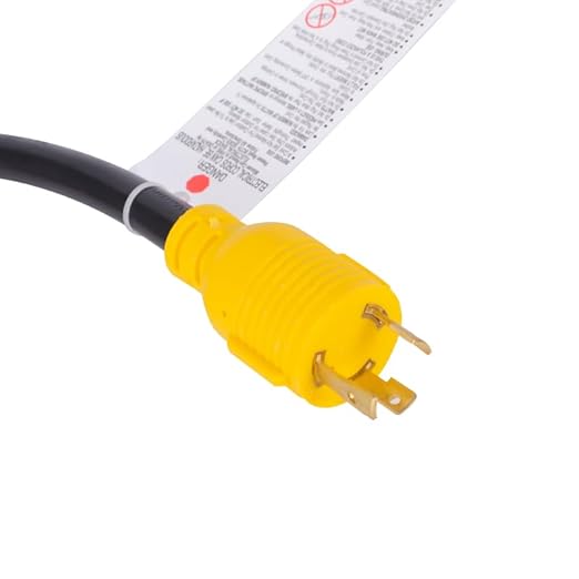 Heavy Duty 30Amp to 20 Amp 125V RV Distribution Adapter. Generator Locking Plug NEMA L5-30P Male to Female Receptacle 4*5-20R/5-15R with Circuit Breaker.RV Generator Adapter Cord 1.5FT，Yellow