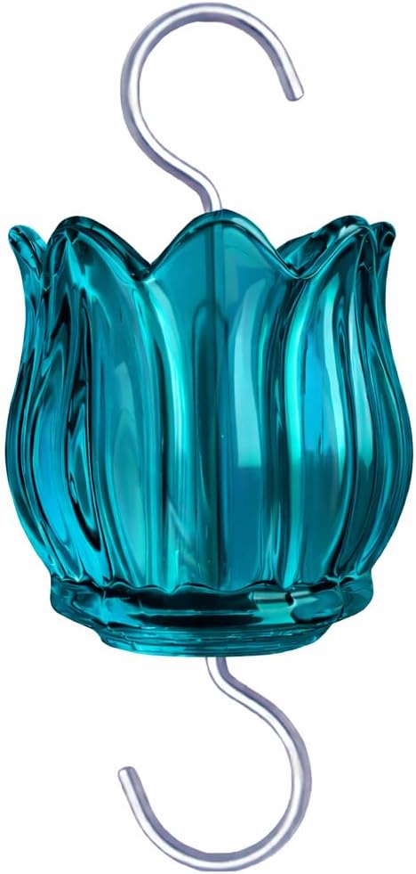 Glass Ant Moat for Hummingbird Feeder - 3 OZ Turquoise Tulip Insect Guard with Large Capacity