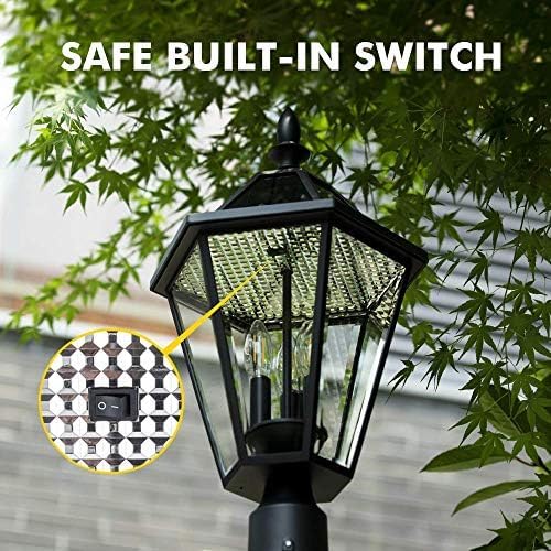 LUTEC 12513LE4-SL-Head LED Post Solar Light Outdoor, Dusk to Dawn Vintage Street Lights for Lawn Patio Yard Pathway Garden Mount (Base Not Included)