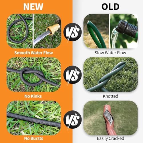 Expandable Garden Hose 50 ft with 10 Function Nozzle Sprayer, Lightweight Flexible Water Hose with Durable Collapsible Latex Core & Solid Brass Fittings,Kink Free,Leak-Proof,Retractable Stretch Hose