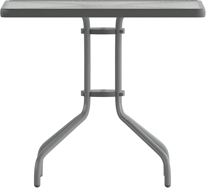 Flash Furniture Barker 31.5'' Square Tempered Glass Metal Table, Silver