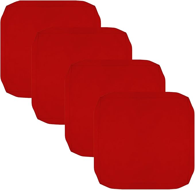 FLYMEI Patio Cushion Covers 21x19x3 Waterproof Outdoor Cushion Cover Replacement 4Packs Outdoor Seat Cushion Slipcover for Rattan Chair Sofa, Red