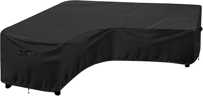 OutdoorLines Waterproof Outdoor Patio Sectional Cover - UV Resistant & Windproof V-Shaped Patio Furniture Covers for Deck, Lawn and Backyard, 420D Heavy Duty Couch Cover 118" L (on Each Side) Black