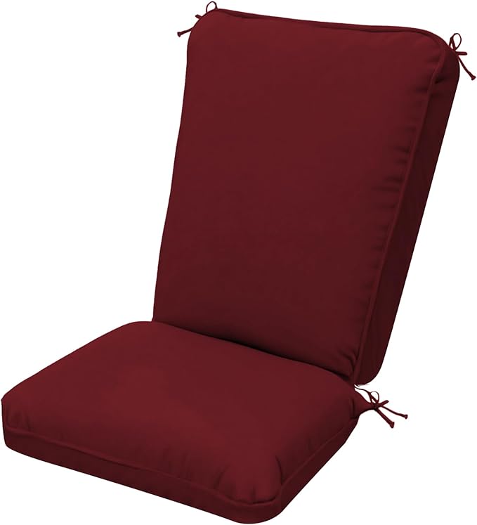 Adirondack Chair Cushions, Waterproof & Fade-Resistant Outdoor Rocking Chair Cushion Set, Removable Seat Pads with Ties for High Back Dining or Patio Chairs, Red