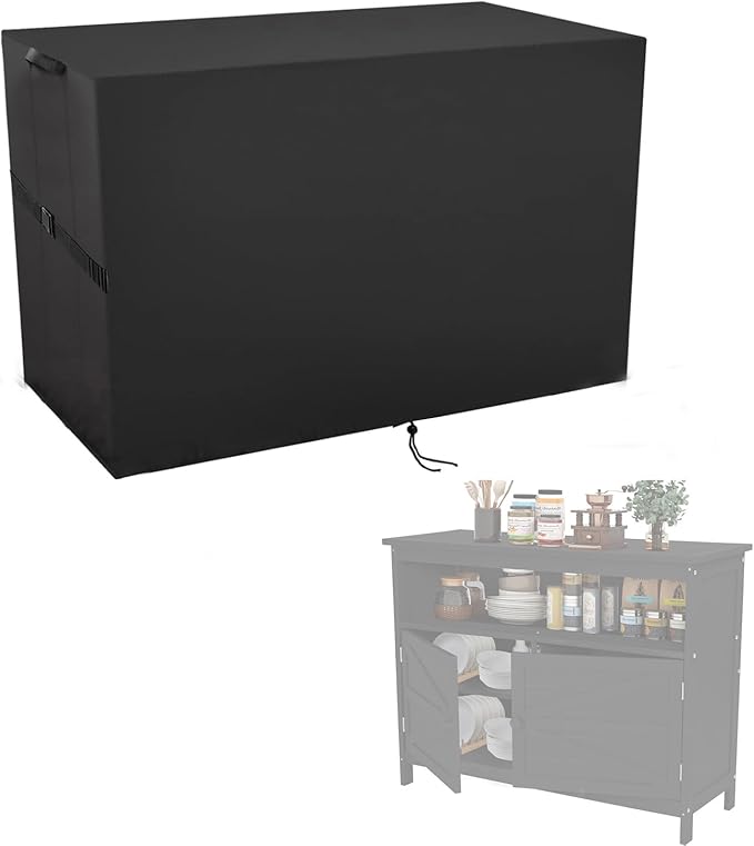 Deck Box Cover for Congfutt Outdoor Storage Cabinet, Waterproof Resin Storage Box Bin Covers Outdoor Sideboard Cover- 44"L x 17"D x 33"H
