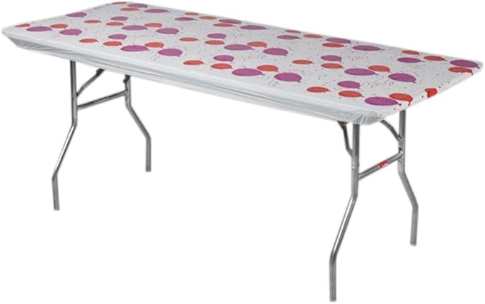 Kwik-Covers 6' Rectangle Plastic Table Covers 30" x 72", Bundle of 5 (Celebration)