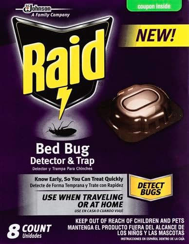 Raid Bed Bug Detector & Trap Early Detection and Monitoring for Home or Travel,8 Count (Pack of 6)