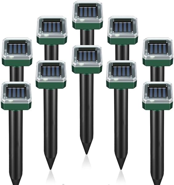 Ultrasonic Mole Repellent 10 Pack Snake Repellent for Yard Solar Powered Sonic Mole Deterrent Pest Control Rodent Repeller Chaser Gopher Vole Trap Outdoor Gopher Ultrasonic for Lawn Garden Repeller