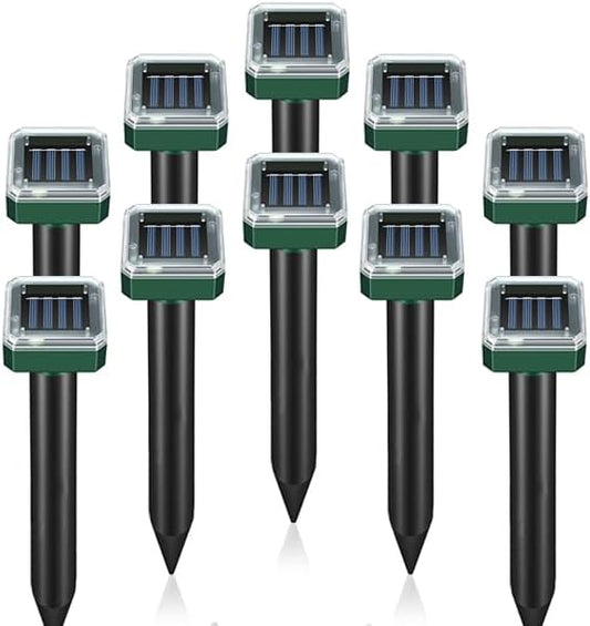 Ultrasonic Mole Repellent 10 Pack Snake Repellent for Yard Solar Powered Sonic Mole Deterrent Pest Control Rodent Repeller Chaser Gopher Vole Trap Outdoor Gopher Ultrasonic for Lawn Garden Repeller