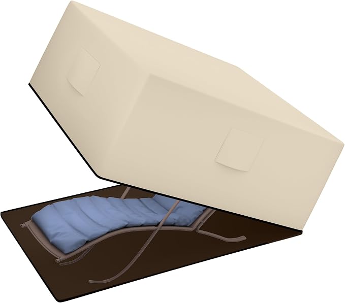 HDCAXKJ Patio Furniture Covers Waterproof Outdoor Chaise Lounge Cover Heavy Duty Lounge Chair Cover with Zipper Weatherproof Patio Pool Chairs Sofa Protector (85"L x 33"W x 35"H, Beige & Brown)