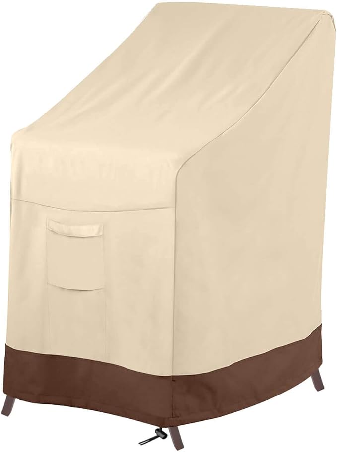 Vailge Stackable Patio Chair Cover,100% Waterproof Outdoor Chair Cover, Heavy Duty Lawn Patio Furniture Covers,Fits for 4-6 Stackable Dining Chairs,36"Lx28"Wx47"H,Beige&Brown