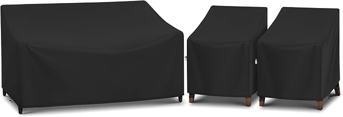 Arcedo Outdoor Chair Cover and Outdoor Sofa Cover Set, 3 PCS – Waterproof UV Resistant Dustproof for Backyard Seating