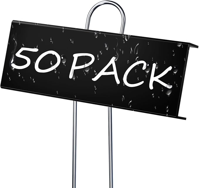 50 Pack Metal Plant Labels for Outdoor Garden Waterproof Plant Markers, Labels Garden Markers for Seedlings Herbs Vegetable Greenhouse Gifts, with Pen - Black