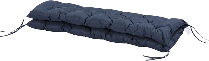 Outsunny 59" x 38" Tufted Bench Cushion for Outdoor Furniture, 3-Seater Replacement for Swing Chair, Patio Sofa/Couch, Overstuffed, Includes Backrest, Dark Blue