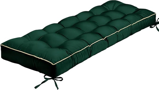 Outdoor Bench Cushion, Tufted Patio Seat Pad for Garden Bench, Porch Swing, Indoor/Outoor Furniture (Green, 36X14X4 inch)