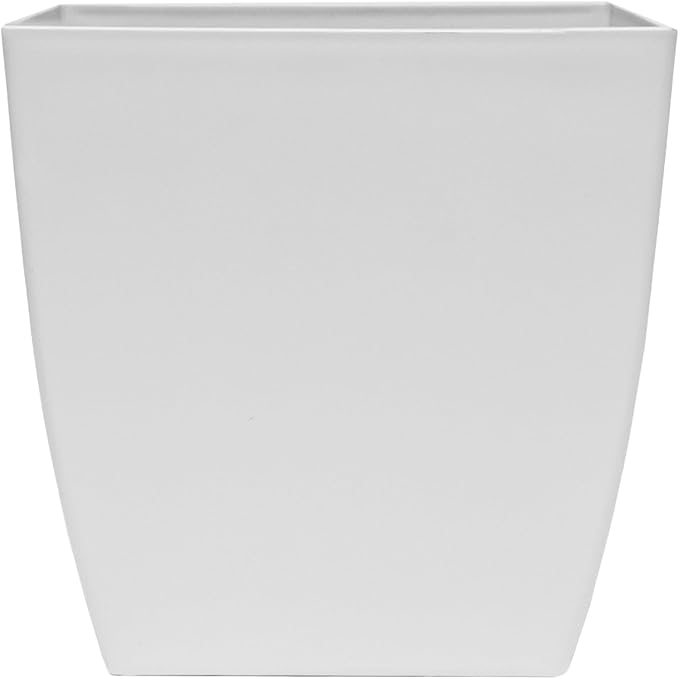 The HC Companies 8 Inch Aria Square Self Watering Planter - Plastic Plant Pot for Indoor Outdoor Plants Flowers Herbs, Matte White