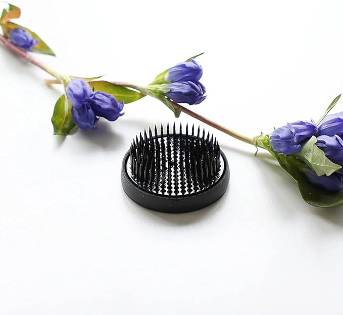 Wazakura Ikebana Kenzan Flower Pin Frog, Made in Japan, Floral Arranging Tool, Round - 61mm(2.4") Black