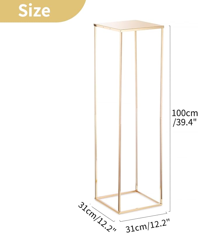 NUPTIO Gold Vases for Centerpieces Wedding - 2 Pcs 39.4 inch Tall Metal Flower Vase Flowers Stand for Party Tables Decorations - Elegant Bulk Weddings Decoration Table Geometric Centerpiece Stand