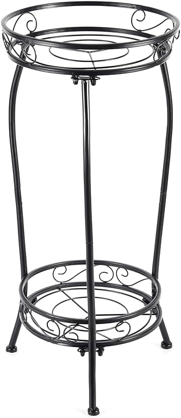 Kavlium Plant Stand Indoor Outdoor，Tall Black Metal Rustproof Stable Plant Stands，2 Tier 27.1 inch Multiple Plant Rack Holder Rack Flower Pot Stand Heavy Duty Plant Shelf