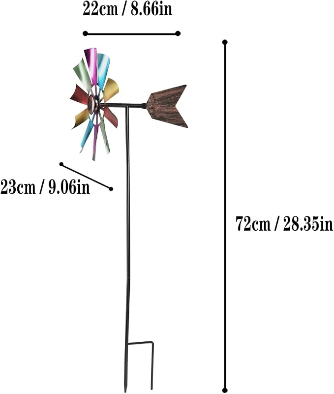 BinaryABC Outdoor Yard Windmill Metal Wind Spinner,Wind Sculptures Spinners Yard Decor Pinwheel,for Garden Yard Lawn Patio Decoration (Colorful)