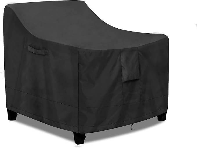 PureFit Outdoor Chair Covers Waterproof Patio Furniture Lawn Chair Covers for Outdoor Furniture with Air Vent and Padded Handles, Fits up to 35W x 38D x 31H Inches, Black