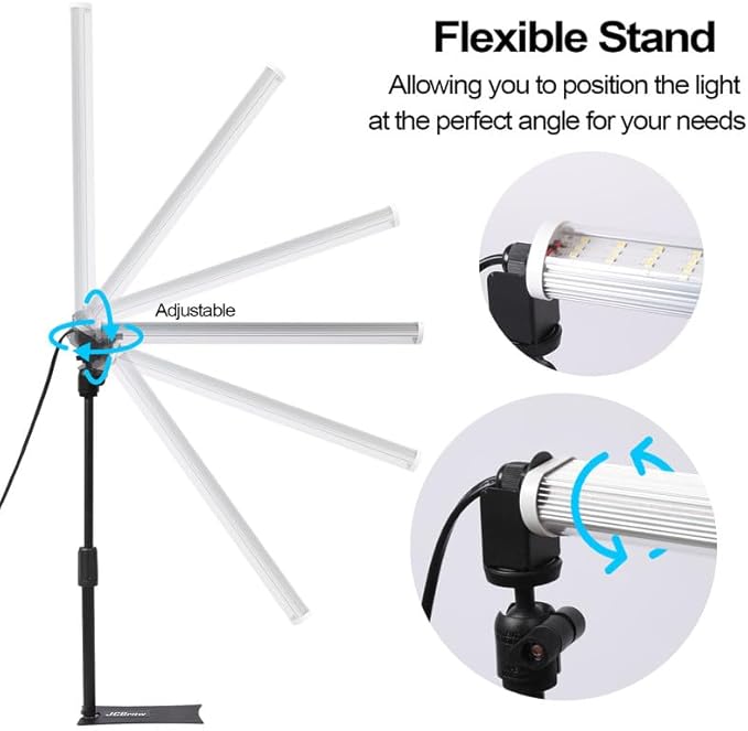JCBritw Standing LED Grow Light，Adjustable T12 Bar Plant Light, White 6500K Full Spectrum Plant Grow Lamp on Stand for Indoor Plants Seed Starting, Seedlings, Veg, Flower